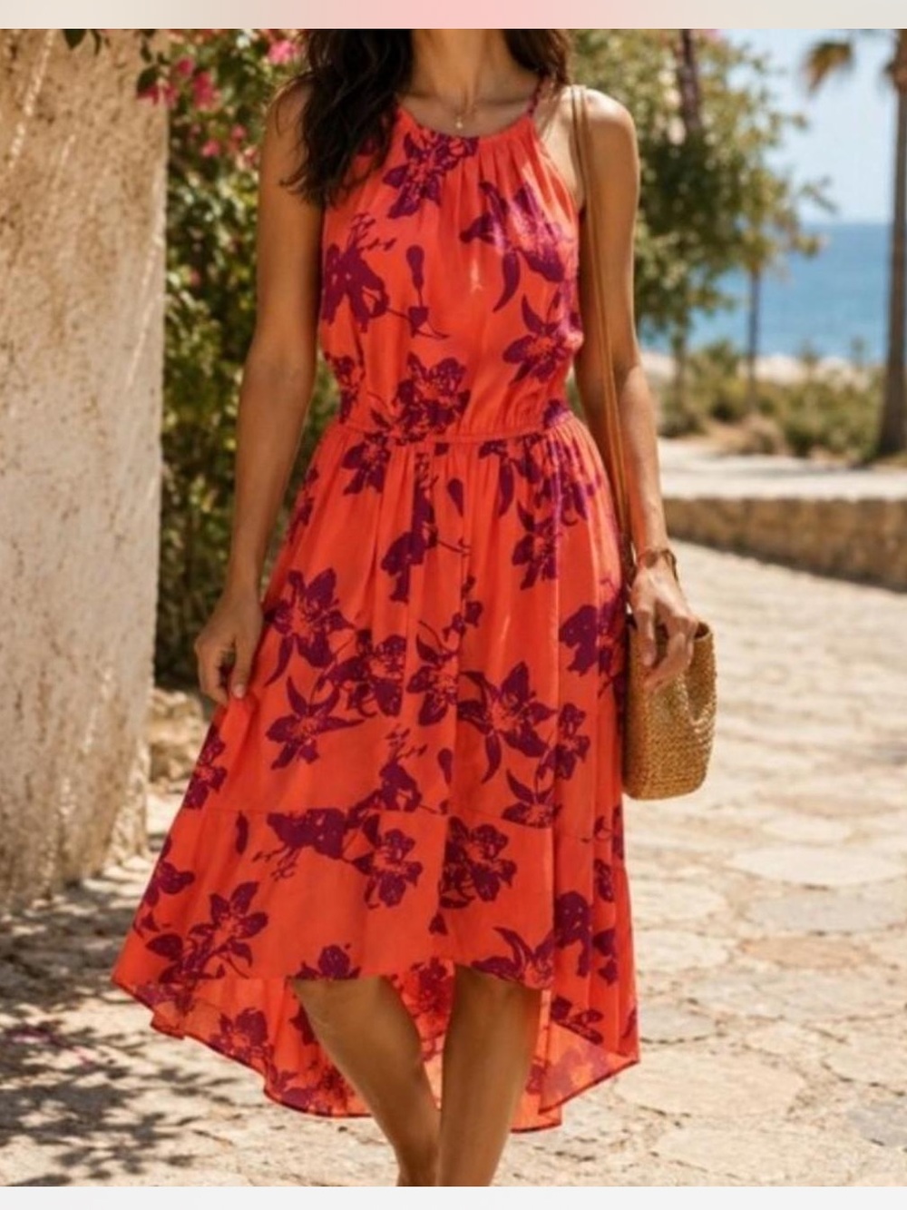 NWT Banana Republic Coral Dress with Purple Floral Print size 4 video